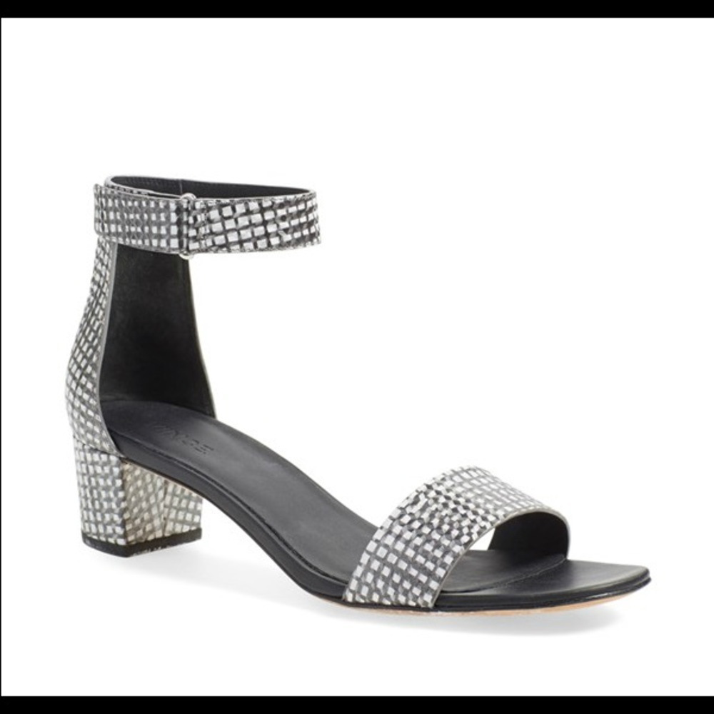 Vince Rita Snakeskin Block Heel Sandals